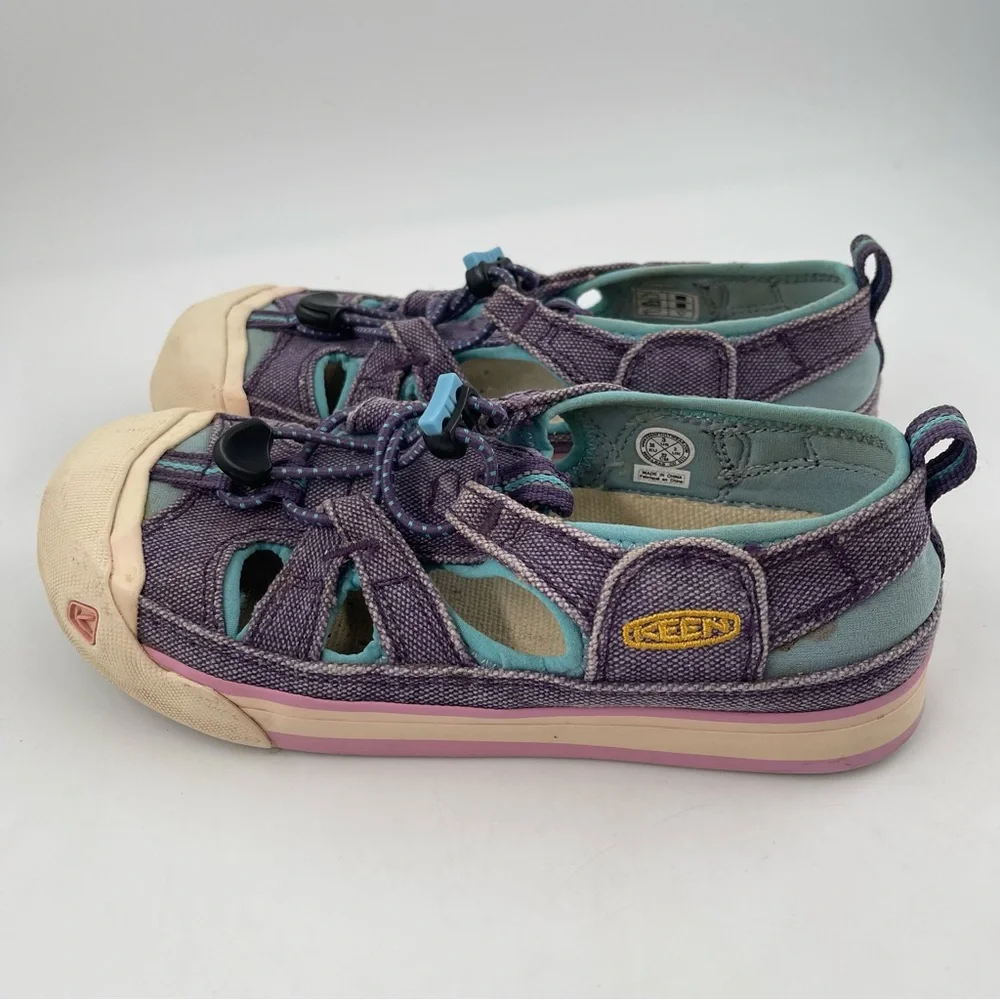 Keen Kids Newport H2 Purple Distressed Canvas Outdoor Hiking Water Shoes-Size 3Y